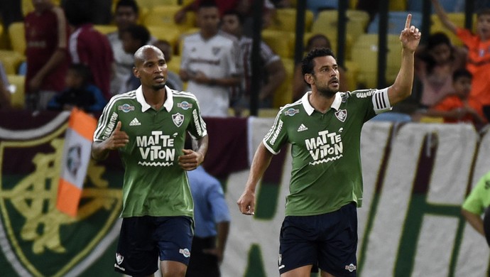 Fluminense x Santos - Wellington Silva e Fred comemoram gol (Foto: André Durão)