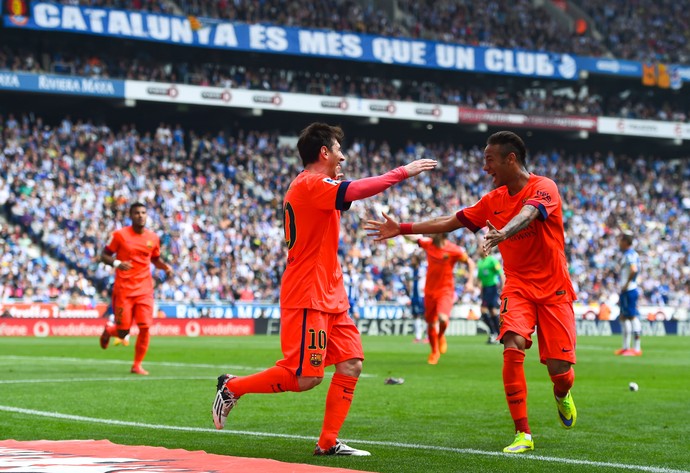 Neymar e Messi - Espanyol x Barcelona (Foto: AFP)