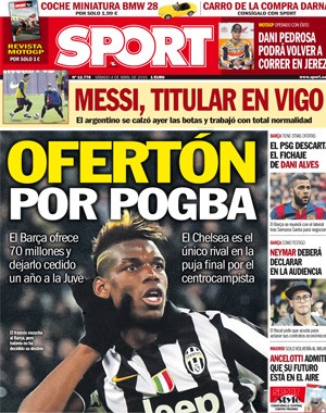 Capa do Sport - Pogba e Barcelona (Foto: Reprodução)