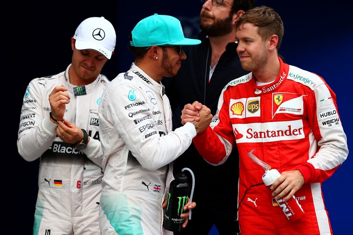 Rosberg, Hamilton e Vettel, treino Malásia (Foto: Getty Images)