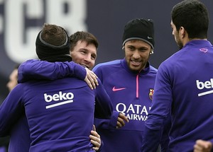 Messi, Neymar, Suarez e Jordi Alba Barcelona (Foto: AFP)