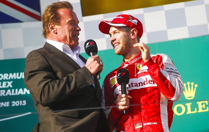 Arnold Schwarzenegger, Vettel, GP da Austrália de F1 (Foto: EFE)