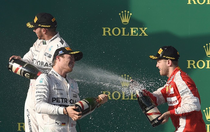 Hamilton, Rosberg e Vettel, GP da Austrália de F1 (Foto: EFE)