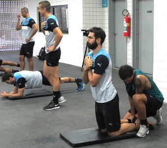 Renan Fonseca e Willian Arão treino Botafogo (Foto: Gustavo Rotstein)