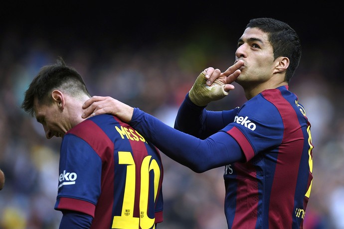 Messi e Luis Suárez, Barcelona x Rayo Vallecano (Foto: AFP)