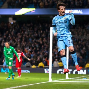 Manchester City x Leicester, comemoração de Silva (Foto: AP)