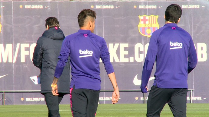 Neymar, Treino do Barcelona (Foto: Cassio Barco)