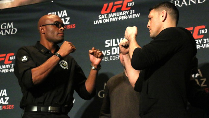 Anderson Silva e Nick Diaz, UFC 183 (Foto: Evelyn Rodrigues)