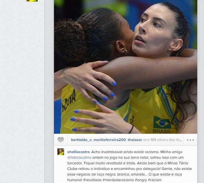 Sheilla apoia Fabiana Claudino preconceito vôlei (Foto: Reprodução/Instagram)