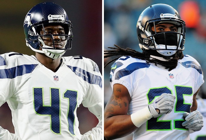 Montagem Byron Maxwell e Richard Sherman, NFL seattle seahawks (Foto: Montagem sobre foto da Getty Images)