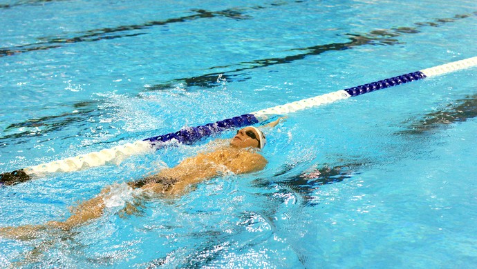 Cesar Cielo na piscina do Pan de Toronto 2015 (Foto: Thiago Lavinas)