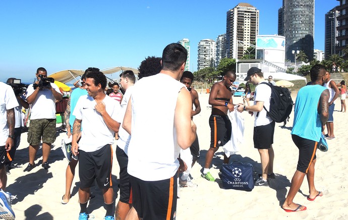 Treino Shakhtar Praia Rio de Janeiro (Foto: Cintia Barlem)