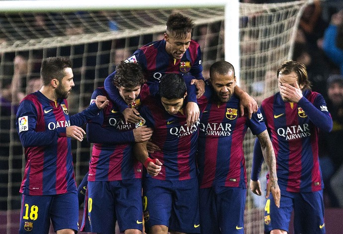 Comemoração do Barcelona contra o Elche (Foto: Agência EFE)