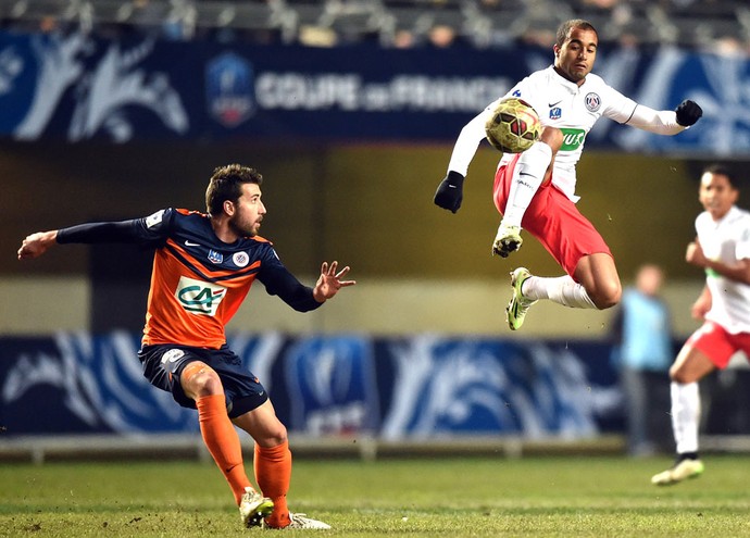 Lucas, Montpellier X PSG (Foto: Agência AFP )