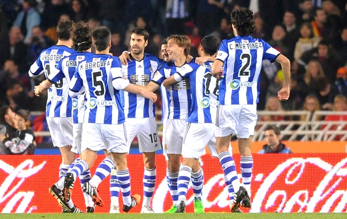 Comemoração do Real Sociedad contra o Barcelona (Foto: Agência AFP )