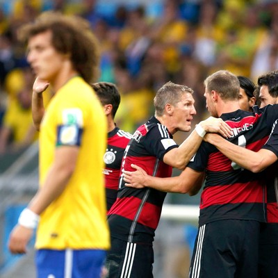 Comemoração da Alemanha contra o Brasil  (Foto: Agência Reuters)