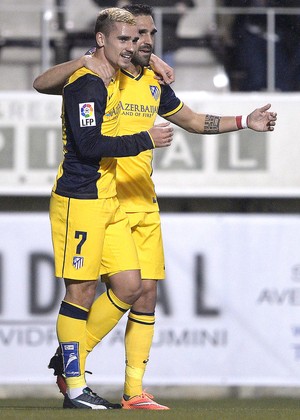 Griezmann comemora gol do Atlético de Madrid contra o Hospitalet  (Foto: Agência AFP )