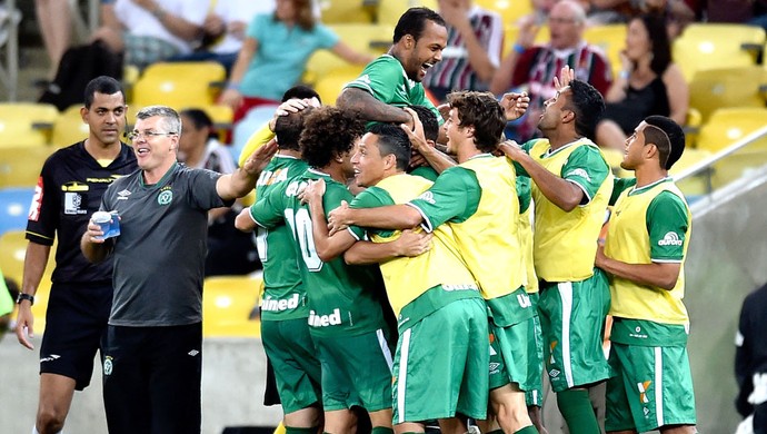 comemoração gol da Chapecoense contra o Fluminense (Foto: Buda Mendes / Getty Images)