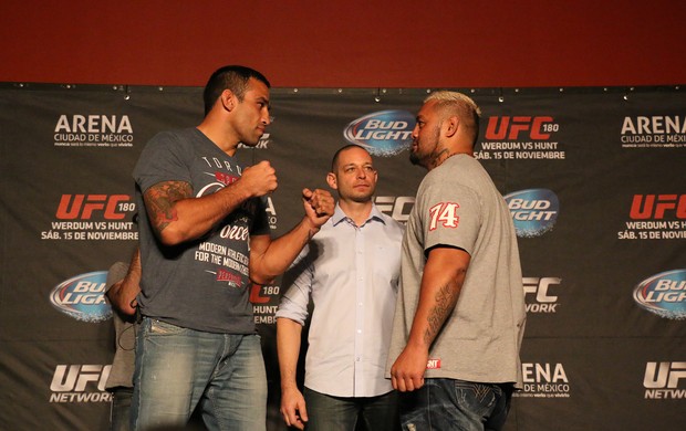 Fabricio Werdum e Mark Hunt, Media Day ufc180 (Foto: Evelyn Rodrigues)