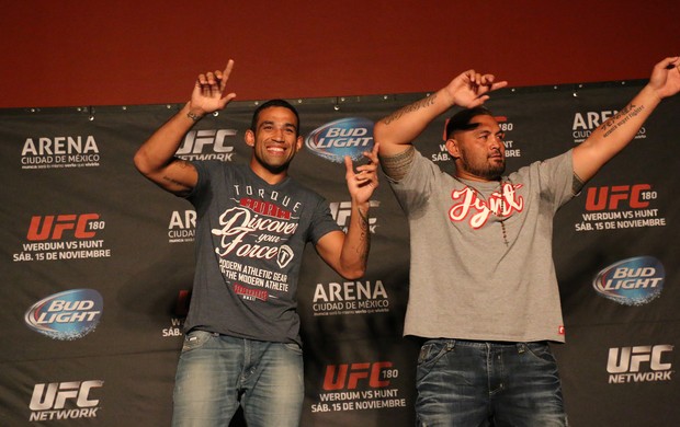 Fabricio Werdum e Mark Hunt, Media Day ufc180 (Foto: Evelyn Rodrigues)