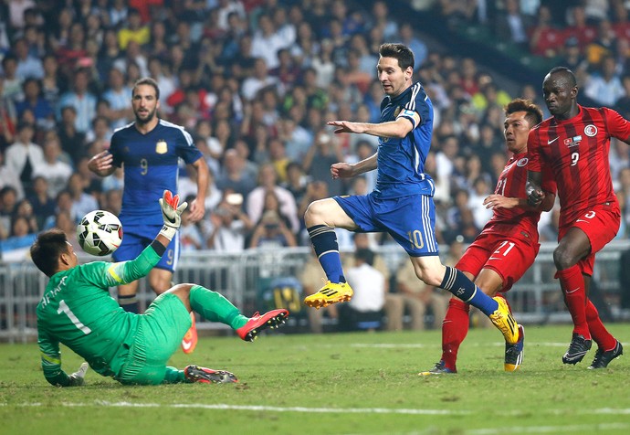 Messi, Argentina x Hong Kong (Foto: AP)