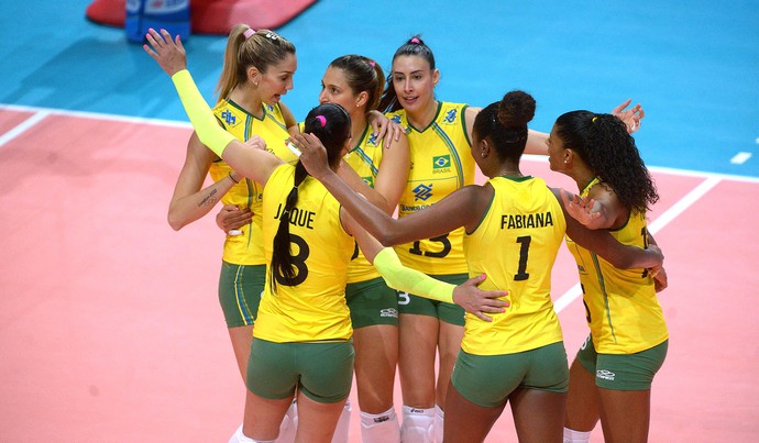 Comemoração, Brasil x China Mundial de volei feminino (Foto: Divulgação / FIVB)