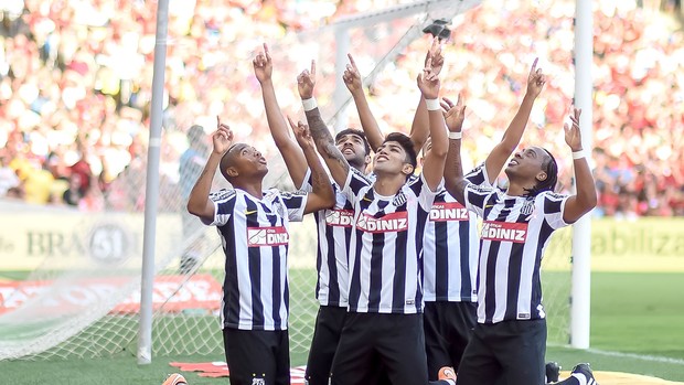 Comemoração do Santos contra o Flamengo (Foto: Ide Gomes / Agência estado)