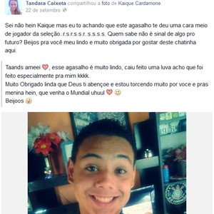 Jogadora Tandara nas redes sociais (Foto: Reprodução/Facebook)