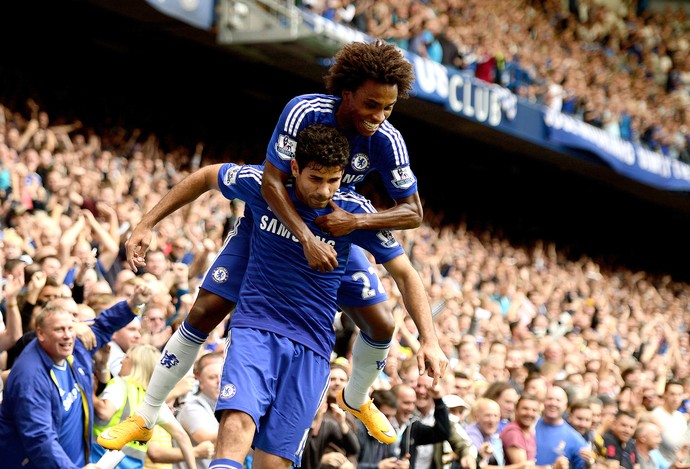 Diego Costa e Willian, Chelsea x Aston Villa (Foto: Getty Images)