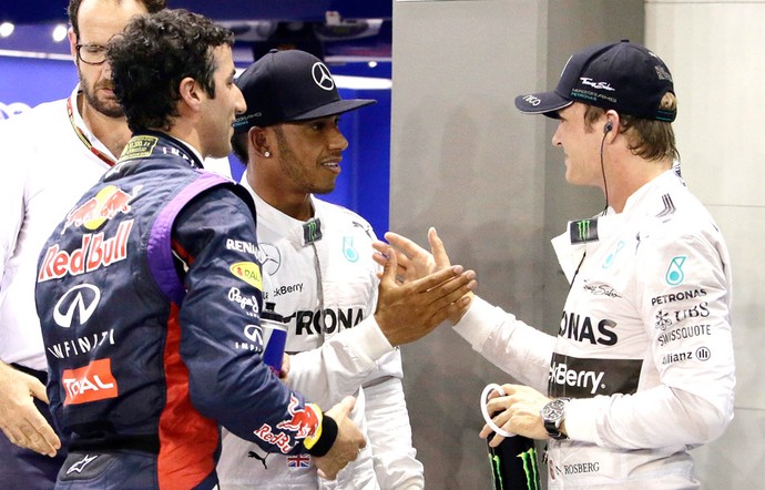 Daniel Ricciardo, Hamilton e Rosberg, Cingapura Formula 1 (Foto: Agência Reuters)