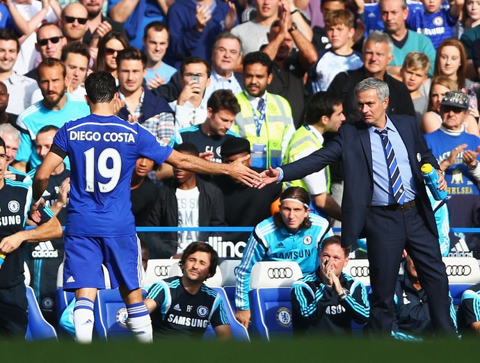 Diego Costa chelsea e José Mourinho Swansea City  (Foto: Agência Getty Images)