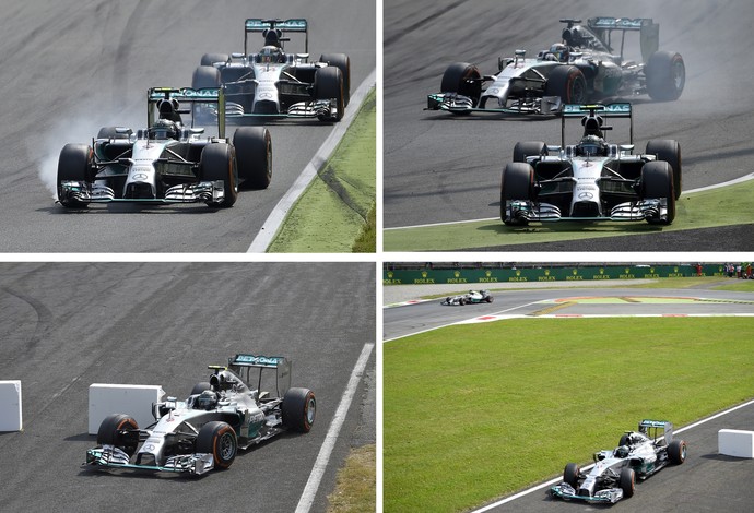 Nico Rosberg erra freada e deixa caminho livre para vitória de Lewis Hamilton no GP da Itália (Foto: AFP)