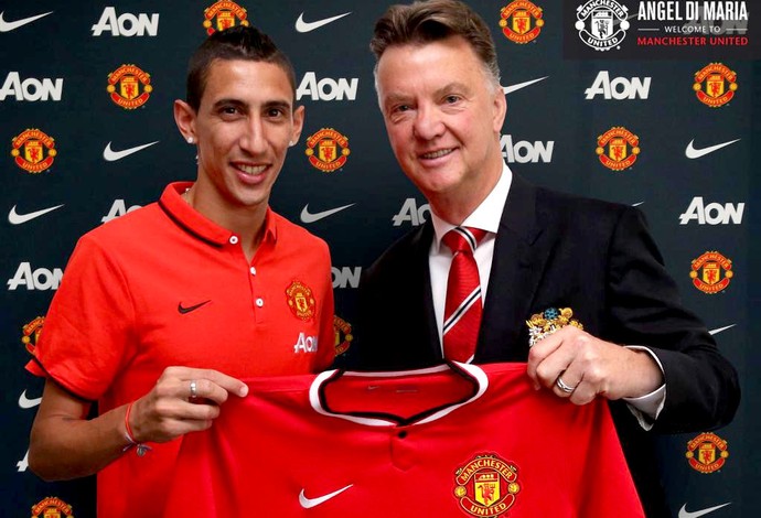 Di María e Van Gaal manchester united (Foto: Reprodução / Twitter )