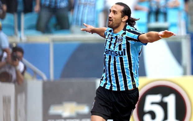 Barcos comemora gol Grêmio x Corinthians (Foto: Lucas Uebel / Site Oficial do Grêmio)