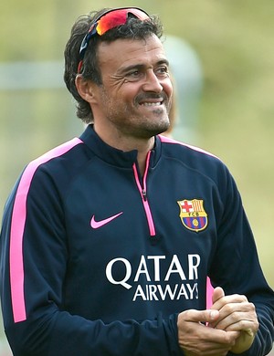 Luis Enrique no treino do Barcelona (Foto: Reuters)