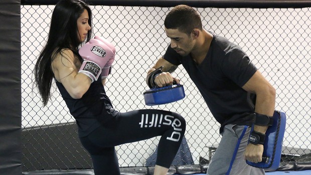 Bella Falconi visita academia de Wanderlei Silva em Las Vegas (Foto: Evelyn Rodrigues)