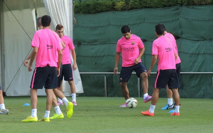 Luis Suárez, treino Barcelona (Foto: Cassio Barco)