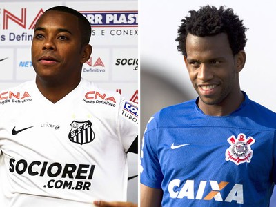 Montagem Robinho e Gil - Santos e Corinthians (Foto: Editoria de Arte)