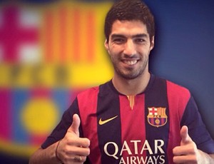 Luis Suarez barcelona apresentação (Foto: Reprodução / Facebook)