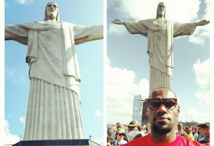 lebron james visita o cristo redentor no rio de janeiro (Foto: Reprodução/Instagram)