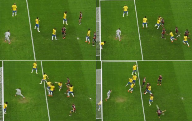 No detalhe Brasil Alemanha gol Thomas Müller (Foto: Montagem SporTV)