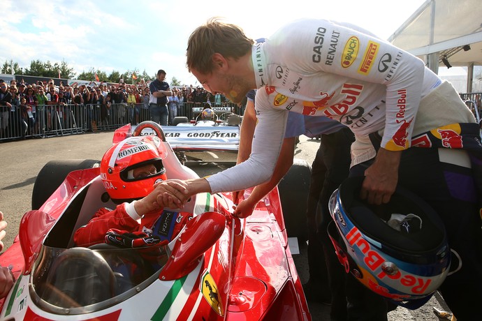 Niki Lauda e Sebastian Vettel no GP da Áustria de 2014 (Foto: Getty Images)