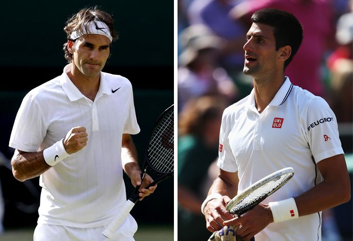 MONTAGEM - Roger Federer e djokovic Wimbledon (Foto: Agência Reuters)