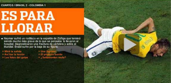 Na sequência, o jornal "Olé" reconheceu que Neymar tinha motivos para chorar: "É para chorar" (Foto: Reprodução)