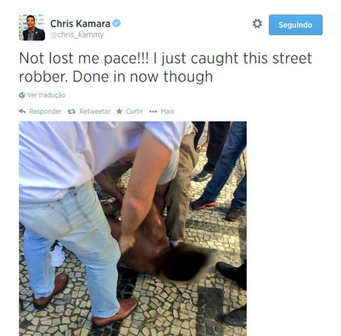 Chris Kamara ajudou a capturar ladrão no Rio (Foto: Reprodução Twitter)