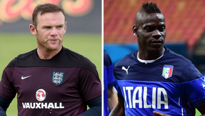 Montagem Rooney x Balotell (Foto: Montagem sobre foto da Guetty Images)