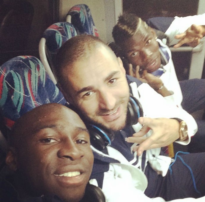 Eliaquim Mangala com Paul Pogba e Benzema (Foto: Reprodução/Instagram)