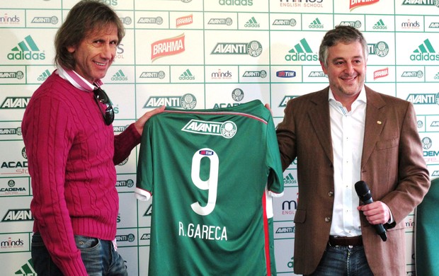 Gareca e Paulo Nobre apresentação palmeiras (Foto: Marcelo Hazan)