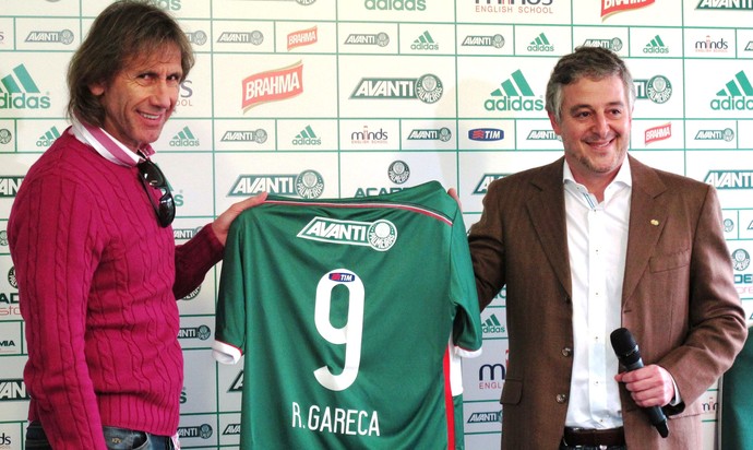 Gareca e Paulo Nobre apresentação palmeiras (Foto: Marcelo Hazan)