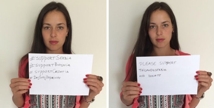 tênis Ana Ivanovic cartaz de apoio a Bósnia e a Sérvia (Foto: Reprodução / Twitter)